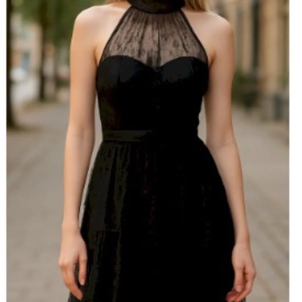 Lulus Positively Precious Black Mesh Halter Midi Dress Size M NWOT - Picture 7 of 11